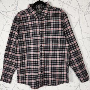 Eddie Bauer Gray Plaid Checks Button Front Flannel Shirt